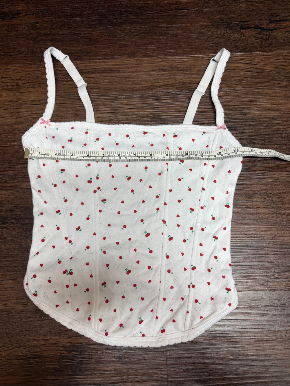 Victoria’s Secret PINK White Cherry/Hear Print Bustier-Style Tank Top